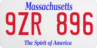 MA license plate 9ZR896