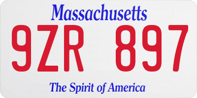 MA license plate 9ZR897