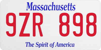 MA license plate 9ZR898