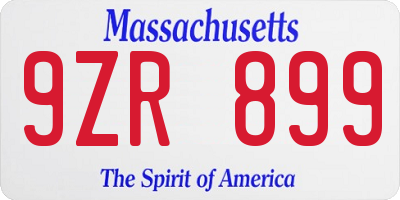 MA license plate 9ZR899