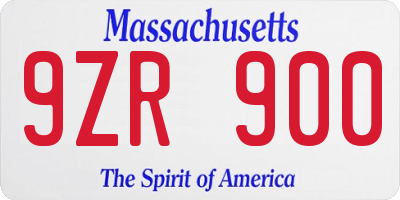 MA license plate 9ZR900