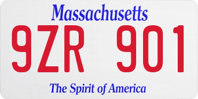 MA license plate 9ZR901