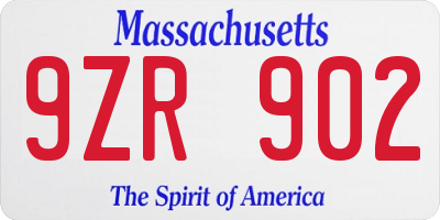 MA license plate 9ZR902