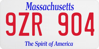 MA license plate 9ZR904