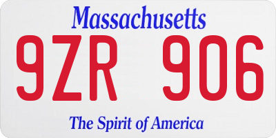 MA license plate 9ZR906