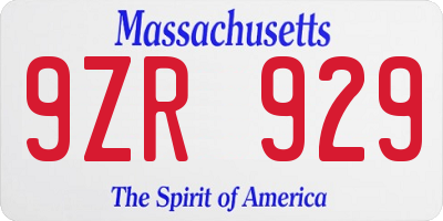 MA license plate 9ZR929