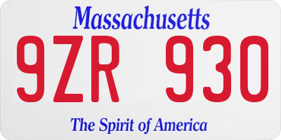 MA license plate 9ZR930