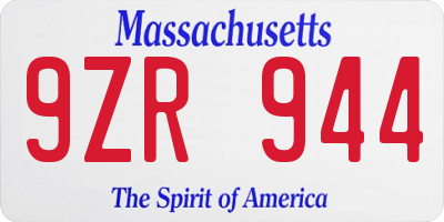 MA license plate 9ZR944
