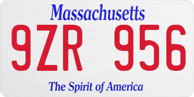 MA license plate 9ZR956