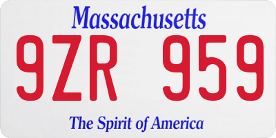 MA license plate 9ZR959