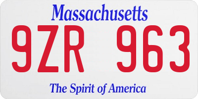 MA license plate 9ZR963