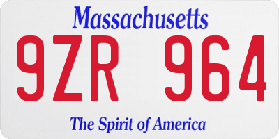 MA license plate 9ZR964