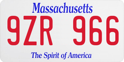MA license plate 9ZR966