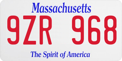 MA license plate 9ZR968