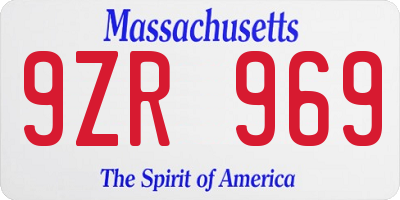 MA license plate 9ZR969