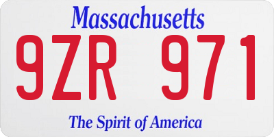 MA license plate 9ZR971