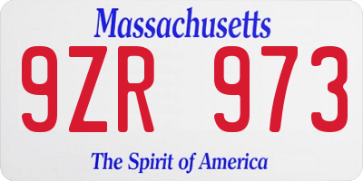 MA license plate 9ZR973