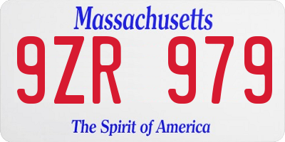 MA license plate 9ZR979