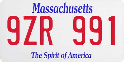 MA license plate 9ZR991