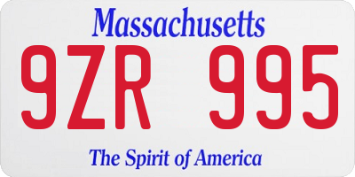 MA license plate 9ZR995
