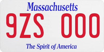 MA license plate 9ZS000