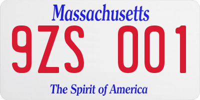 MA license plate 9ZS001