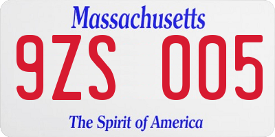 MA license plate 9ZS005