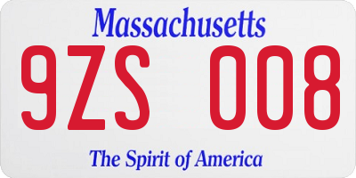 MA license plate 9ZS008