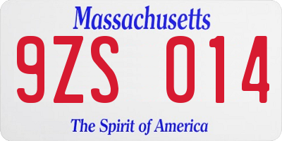 MA license plate 9ZS014