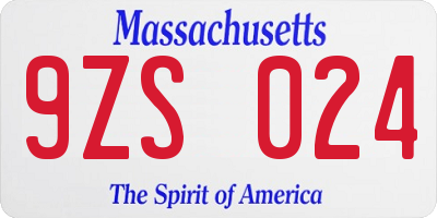 MA license plate 9ZS024