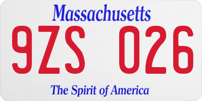 MA license plate 9ZS026