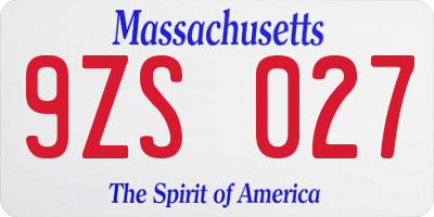 MA license plate 9ZS027