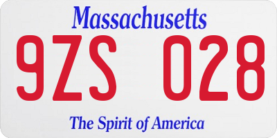 MA license plate 9ZS028