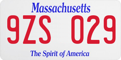 MA license plate 9ZS029