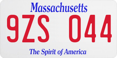 MA license plate 9ZS044