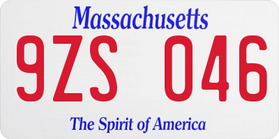 MA license plate 9ZS046