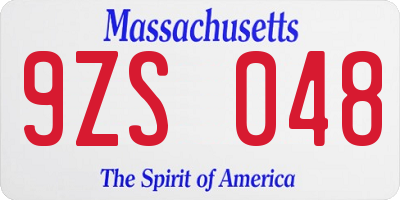MA license plate 9ZS048