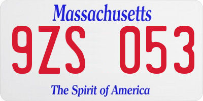 MA license plate 9ZS053