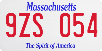 MA license plate 9ZS054
