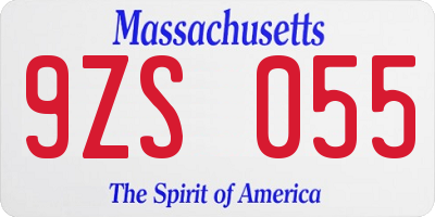 MA license plate 9ZS055