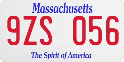 MA license plate 9ZS056