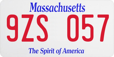 MA license plate 9ZS057