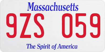 MA license plate 9ZS059