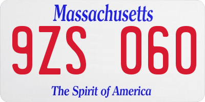 MA license plate 9ZS060