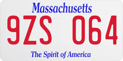 MA license plate 9ZS064