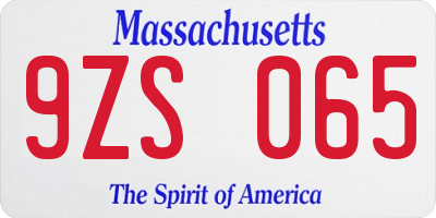 MA license plate 9ZS065