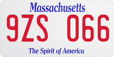 MA license plate 9ZS066