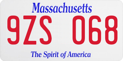 MA license plate 9ZS068