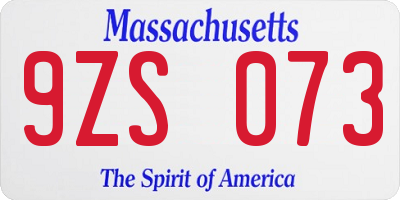 MA license plate 9ZS073