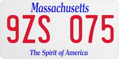 MA license plate 9ZS075